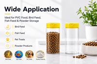 Bouteille d'alimentation en PVC transparent de 100 ml - Pot en plastique de qualité alimentaire - Contenant vide pour compléments alimentaires pour animaux - Bocal avec bouchon à clapet jaune