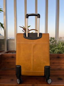 Bolsas de equipaje de cuero metálico hechas a mano Real, bolsa de carrito de cuero de piel mecanizada de usos múltiples, Maleta de viaje de tamaño grande Unisex - Product Image 3