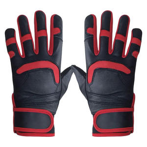 Gants de frappe de baseball en cuir noir et rouge pour hommes et femmes, antidérapants, respirants, avec paume antidérapante, sangle de poignet réglable en velcro, tailles XL, XXL, L - Product Image 3