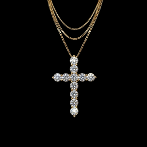 Pendentif Croix Chrétienne Personnalisé Sertie de Moissanite VVS, en Argent 925 Plaqué Or 5g, Sertissage à Griffes, Bijoux Hip Hop Religieux, MOQ 1 USA - Product Image 1