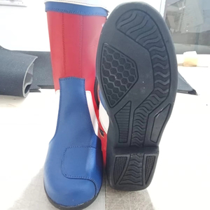 Customizes Red & Blue Biker Shoes Rubber Sole Motorbike Boots All sizes Motocross Boots - Product Image 1