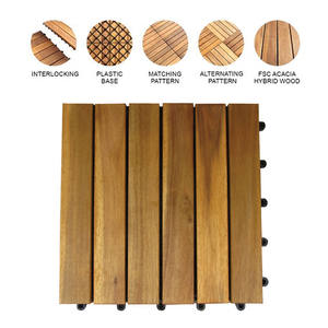 Azulejos de cubierta de madera de acacia 300x300 de la fábrica Nghia Son, 6 listones, suelo de madera de jardín interior/exterior moderno para bricolaje - Product Image 3