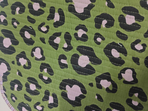 Dark Green Cotton Leopard Print Quilted Thin (0.2-0.4 In.) Reversible Modern Customizable Machine Washable Multi-Shaped <b>Placemat</b> - Product Image 4