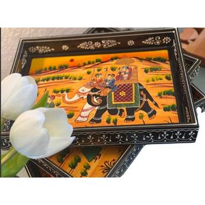Bandeja de Elefante Art Deco Hecha a Mano en India, Estilo Rajastán Imperial, para Bodas y Diwali - Product Image 1
