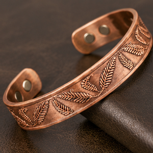 Pulsera Magnética de Cobre con Diseño de Hoja de Helecho, Brazalete Abierto, Joyería Metálica de Moda, Diseño Abierto, Detalles Exquisitos - Product Image 2
