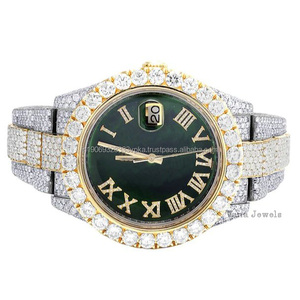 Reloj de diamante de moissanita de acero inoxidable para hombre de 41mm de lujo Premium, reloj de estilo Hip Hop de cristal analógico envejecido de alta calidad - Product Image 2