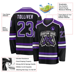 Meilleur prix, vêtements de sport respirants à séchage rapide, manches longues, personnalisables, uniforme d'entraînement de hockey sur glace unisexe, logo sur le devant - Product Image 3