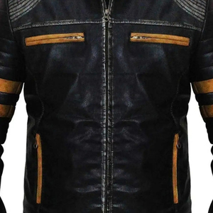 Leather Jacket Men Vintage Motorcycle Biker Genuine Leather Cafe Racer Zipper Winter Fashion Jacket Custom OEM Wholesale - Product Image 4
