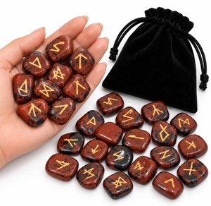 Ensemble de 25 runes en obsidienne acajou de qualité supérieure, cristaux naturels sculptés pour la guérison spirituelle des chakras et la divination angelique - Product Image 5