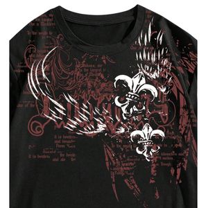 เสื้อยืดคอตตอนหนาน้ำหนักมากทรงโอเวอร์ไซส์ พิมพ์ลายกราฟิก Fleur De Lis สไตล์วินเทจ กอธิค สตรีทแวร์ แขนสั้น รับผลิตตามสั่งขายส่ง OE - Product Image 2
