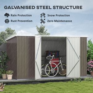 Capanno da Giardino 3,4m x 1,7m Grigio Chiaro in Metallo Zincato, Struttura Esterna Multiuso per Giardini, Cortili, Biciclette, Patio con Porta Chiudibile a Chiave - Product Image 4