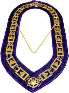 Collar de la Cadena Dorada del Rito Escocés de 33.º Grado con Colgante Pequeño de Joya y Terciopelo Morado - Product Image 5