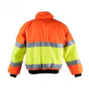 เสื้อแจ็คเก็ตนิรภัยสะท้อนแสงสำหรับผู้ชาย สีส้มเหลือง โพลีเอสเตอร์ ชุดทำงาน ปิดด้วยซิป - Product Image 5