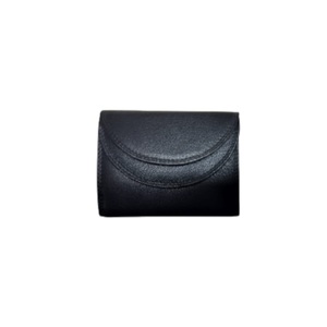 Wriza Everyday Minimalist Black Goat Leather Ladies Purse Premium Compact <b>Wallet</b> 3 Card Slots 2 Pockets <b>Small</b> Fashion Women Bag - Product Image 1
