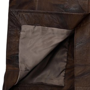 Blazer de Cuero Genuino Marrón para Hombre, Cuello Camisero, Cierre de un Solo Botón - Product Image 6