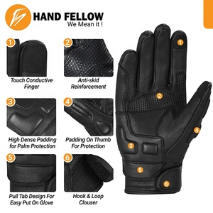 Guantes de carreras de cuero para dedos completos, transpirables, unisex, para exteriores, de verano, para motocicleta. - Product Image 5