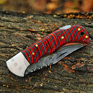 Couteau de poche pliant multifonctionnel en acier Damas fait main, le plus vendu, avec manche en résine de qualité industrielle OEM - Product Image 4