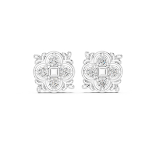 Boucles d'oreilles de fiançailles en or rose 14 carats avec diamant rond cultivé en laboratoire pour femmes |   Nouveau diamant cultivé - Product Image 2