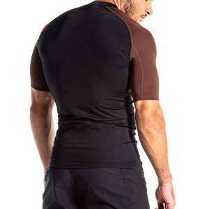 Camiseta Deportiva Unisex de Manga Larga con Bloques de Color, Negra y Marrón, de Spandex y Poliéster, de Secado Rápido y Transpirable, 300g - Product Image 3