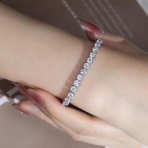 Nuevo Diseño de Pulsera Cubana de Lujo con Incrustaciones de Diamantes de Imitación, Plata 925, Joyería Brillante para Mujer - Product Image 1
