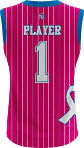 Maillot de basket-ball pour femmes sans manches, col en V, sublimé, rayé rose, coupe athlétique, respirant, en maille, uniforme - Product Image 3