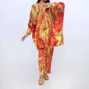 2PC Ensemble chemise et pantalon en soie imprimée taille XS PW3089 - Product Image 3