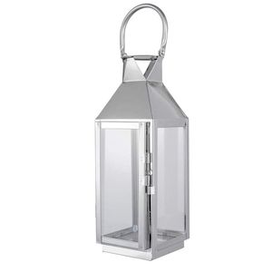 Linea Exports Inc <b>Silver</b> Metal Handmade <b>Lantern</b> Candle Holder with Glass Panels and Decorative Top for Home Decoration Wedding - Product Image 5