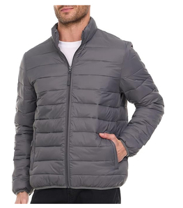 Veste d'hiver matelassée noire personnalisée, légère, coupe-vent et imperméable pour homme - Product Image 2