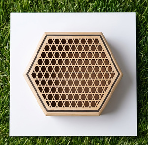 Hexagonal Wooden <b>Storage</b> <b>Box</b> With Lattice Lid Minimalist Design Carved Wood Craft 1 Layer For Organizing Small Items - Product Image 5