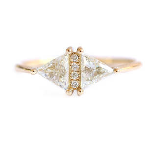 Women's 14K Gold Triangle Cut <b>Diamond</b> <b>Ring</b> With Side <b>Diamonds</b> Classic Style IGI Certified - Product Image 6