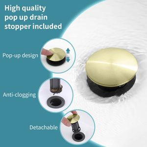 Rubinetto da Bagno a 2 Maniglie Stile Luna Crescente da 4 Pollici, Finitura Oro Spazzolato, con Beccuccio Girevole a 360 Gradi, Accessorio per Lavabo Pop-Up - Product Image 5