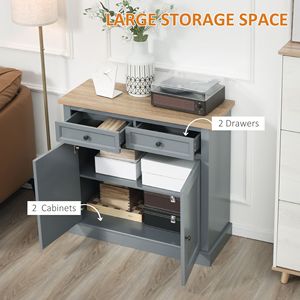Mobile Bar Caffè Scuro con 2 Cassetti e Doppia Anta, Credenza per Cucina, Soggiorno, Ingresso - Villa e Sala da Pranzo - Product Image 3