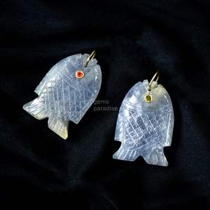 Colgante de Pez Iolite AAA, Plata 925, Collar de Piedras Preciosas Hecho a Mano, Amuleto de Cristal Curativo Tallado a Mano, Joyería de Lujo de Moda al por Mayor - Product Image 6