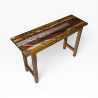 Table console en teck rustique, écologique, faite à la main, durable, avec rangement, pour villa, chambre, salon, entrée, appartement, hôtel, maison