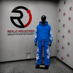 Conjunto de Sudadera con Capucha y Pantalones Deportivos con Estampado Blue Star, Ropa Deportiva, Sudadera con Capucha, Pantalones Deportivos a Juego, Dos Piezas, Corte Informal - Product Image 3
