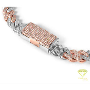 Fully Iced Out Two Tone Cuban <b>Bracelet</b> with Brilliant Diamond Look Moissanite and Elegant Fashion Styling - Product Image 4