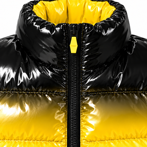 <b>Men's</b> <b>Black</b> Yellow Gradient Puffer <b>Vest</b> Stand Collar Zipper Windproof Waistcoat with Pockets - Product Image 5