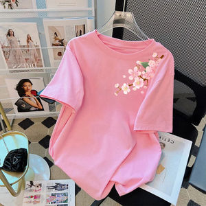 T-shirt Femme en Coton Pur Blanc à Manches Courtes – Nouvelle Collection Été 2025 – Grande Taille Confortable et Respirant – Haut Décontracté - Product Image 3