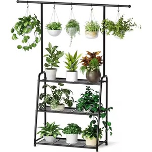Soporte para plantas de cerámica blanca texturizada con diseño acanalado vertical, base de metal negro, juego de tres para decoración de esquinas, producto verificado de alta demanda. - Product Image 6