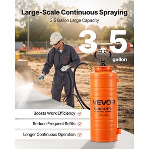 Pulvérisateur à béton industriel de 3.5 gallons en acier inoxydable Poignée de pistolet ergonomique Tuyau de 48 \ "120 \" 2 buses en laiton Tri-Poxy robuste - Product Image 4