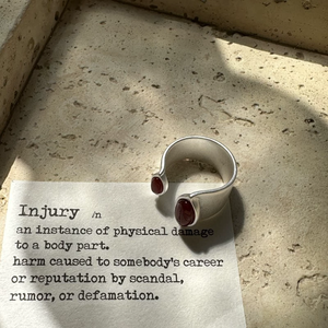 Children's S925 Sterling Silver Korean Minority Design Red Agate Frosted Retro Fashionable Ring Gem by Gem ISN Wind - Product Image 3