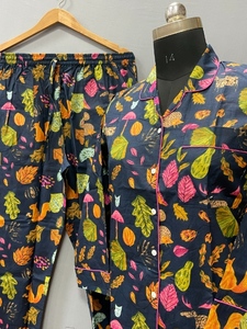 Ensemble de pyjama en coton à imprimé floral, tenue de nuit pour femmes, taille plus, vêtements de détente, ensemble de pyjama pour demoiselle d'honneur, ensemble de pyjama - Product Image 2