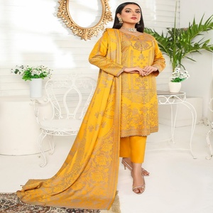 Bin Hameed Winter Collection Adultos Lana de melocotón 3 piezas Salwar Kameez Trajes de mujer bordados Directo DE LA India - Product Image 2