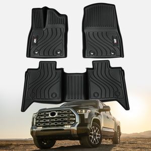 Revestimientos de suelo de fila delantera y trasera de ajuste personalizado TPE para todo tipo de clima 2022-2025 para Toyota Tundra CrewMax Cab Car Mats - Product Image 1