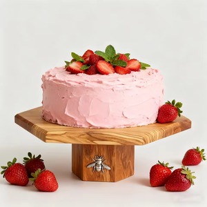 Support à gâteau hexagonal en bois, présentoir à desserts style ferme pour boulangerie et table de fête - Product Image 1