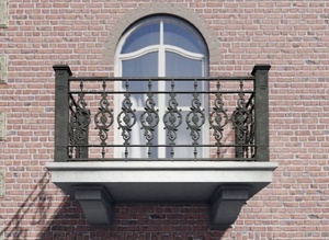 Victorian-style Wrought Iron Pipe Balcony Railing <b>Flooring</b>-mounted Rust-resistant DIY Installation Suitable for Outdoor Use - Product Image 2