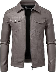 Nueva Chaqueta de Motociclista Acolchada con Logotipo Frontal y Cuello Alto de Cuero Sintético Negro para Hombre, Diseño Premium, Resistente al Viento - Product Image 3