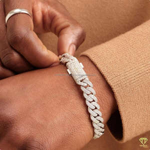 Probador de diamantes Aprobado Pulsera de eslabones cubanos con diamantes cultivados en laboratorio VVS Plata de Ley 925 Joyería elegante de hip hop - Product Image 4