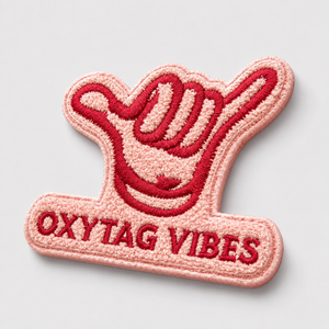 Parche Termoadhesivo Oxytag Vibes Bordado con Diseño de Mano en Tela Chenilla Rosa y Roja, Regalo Personalizado, Los Mejores Parches de Chenilla, OEM, Personalizado, Venta al por Mayor - Product Image 2