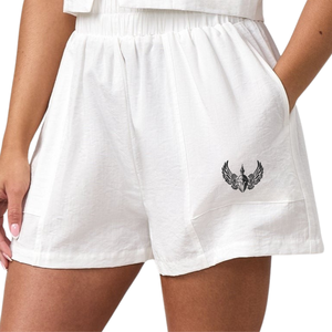 Shorts décontractés blancs pour femmes, taille élastique, légers, respirants, coupe décontractée, confortables pour tous les jours - Product Image 1